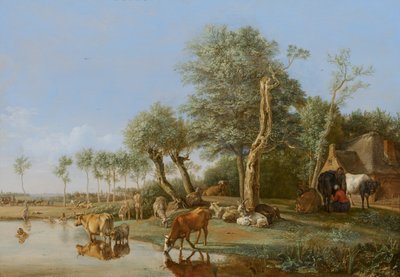 Cows reflected in the water by Paulus Potter