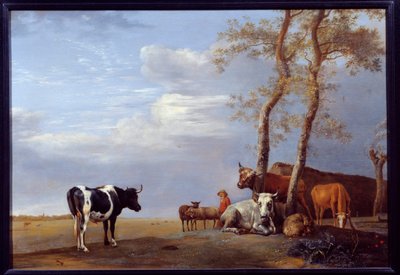 Landscape with Peasant and Animals by Paulus Potter
