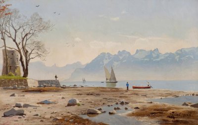 Lake Geneva with Tour Haldimand by Peder Monsted