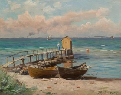 Bathhouse on the Beach by Peder Monsted