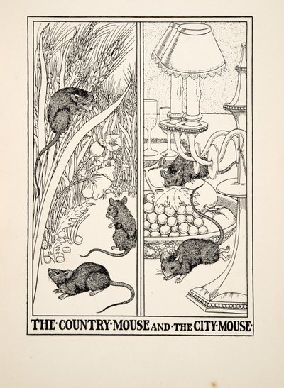 The Country Mouse and the City Mouse, from A Hundred Fables of Aesop, pub.1903 by Percy J. Billingshurst