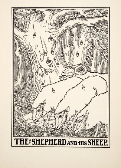 The Shepherd and his Sheep, from A Hundred Fables of Aesop, pub. 1903 by Percy J. Billingshurst