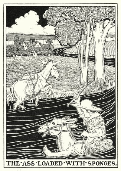 Fables of La Fontaine: The ass loaded with sponges by Percy James Billinghurst