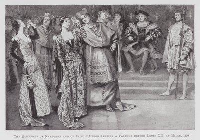 Dancing: The Cardinals of Narbonne and of Saint Severin dancing a Pavanne before Louis XII at Milan by Percy Macquoid
