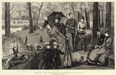 Feeding the Peacocks in Kensington Gardens by Percy Macquoid