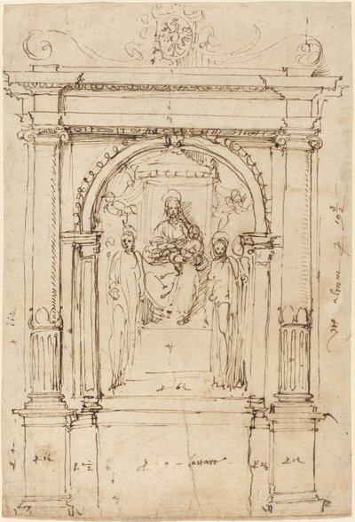 Altarpiece of the Madonna and Child with Saints, in Its Architectural Setting by Perino del Vaga