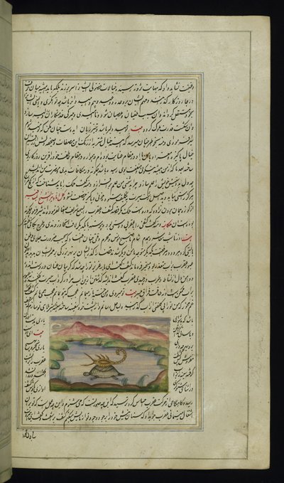 A Tortoise Carries a Scorpion on Its Back Across a River from Lights of Canopus by Persian School