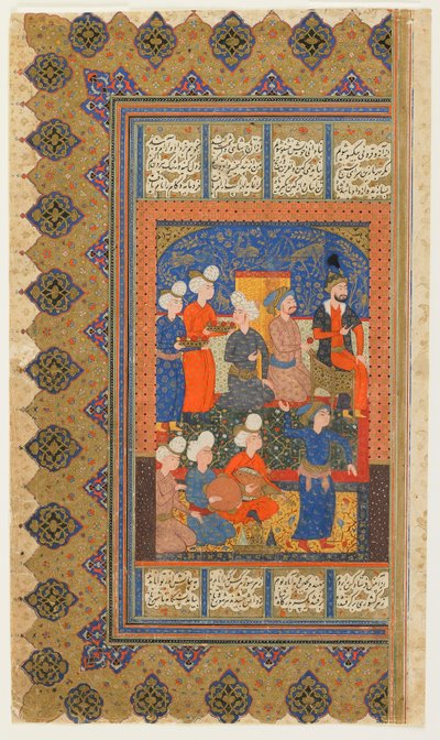 Folio from a Shahnama (Book of Kings) by Firdawsi; Luhrasp Enthroned, Iran, c.1590-1600 by Persian School