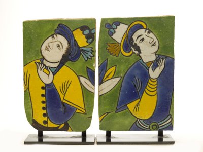 Fragmentary Tiles with Figural Decoration by Persian School