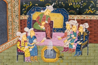 Hunters and Favourites Drinking with Noble or King (detail) by Persian School
