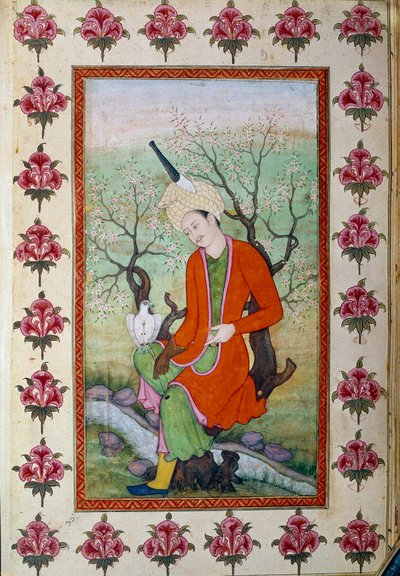 Prince Resting While Hunting with a Hawk by Persian School