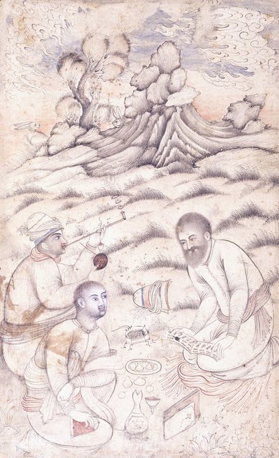 Three Young Men in a Landscape by Persian School