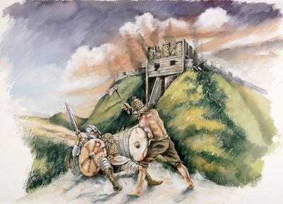 Cynric fighting the Britons at Old Sarum by Peter Dunn