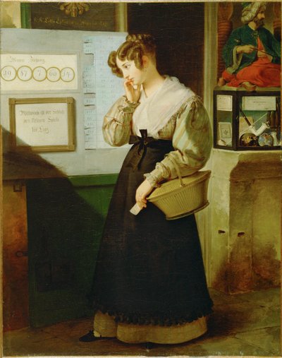 Girl in Front of a Lottery Shop by Peter Fendi