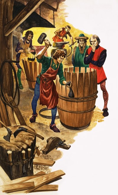 An Apprentice to a Cooper Watched by a Guild Official by Peter Jackson