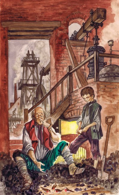George Stephenson Watching His Father Feed Crumbs to the Robins He Had Tamed by Peter Jackson