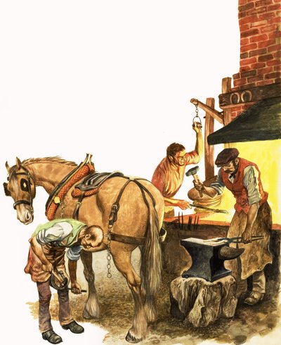 Once Upon a Time... Village Life One Hundred Years Ago. A Blacksmith at Work by Peter Jackson