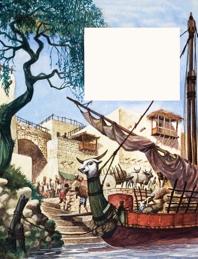 Unloading a trading boat by Peter Jackson