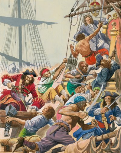 When Pirates Sailed the Seas. Blackbeard and his pirates attack. by Peter Jackson