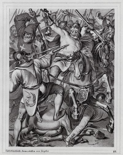 Death of John the Blind, King of Bohemia, at the Battle of Crecy by Peter Johann Nepomuk Geiger