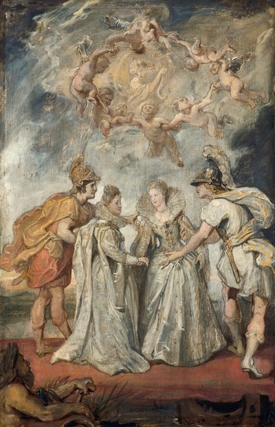 The Family Connection Between France and Spain (Sketch for the Medici Cycle) by Peter Paul Rubens