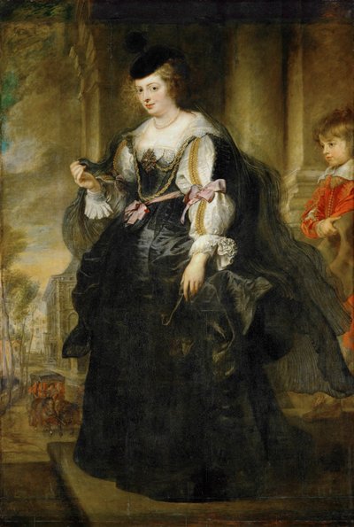 Helene Fourment with carriage by Peter Paul Rubens