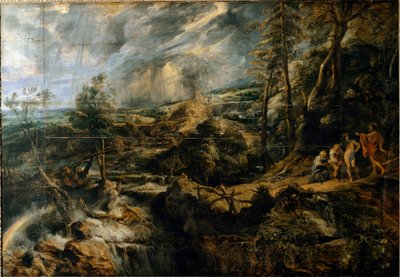 Landscape of Tempest with the Old Phrygians Philemon and Baucis by Peter Paul Rubens