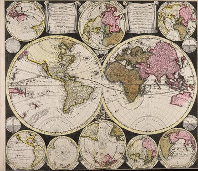 Orthographic Projection of the Earth with Various Horizons and Celestial Circles by Peter Schenk the Elder