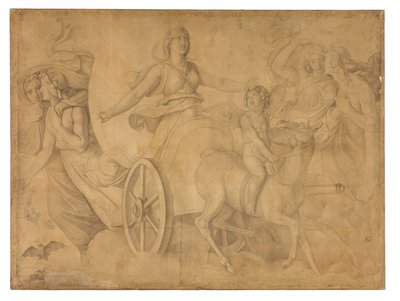 The Evening (The Chariot of Artemis). Cartoon for the Ceiling Paintings of the Munich Glyptothek by Peter von Cornelius