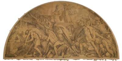 The Battle for the Body of Patroclus, Arch Field. Cartoon for the Ceiling Paintings of the Munich Glyptothek by Peter von Cornelius