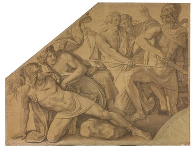 The Duel between Ajax and Hector (Cartoon for the Ceiling Paintings of the Munich Glyptothek) by Peter von Cornelius