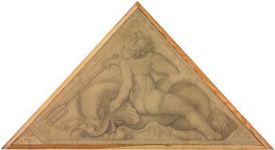 Eros with the Dolphin (Element of Water). Cartoon for the Ceiling Paintings of the Munich Glyptothek by Peter von Cornelius
