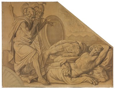Nestor and Agamemnon Wake Diomedes. Cartoon for the Ceiling Paintings of the Munich Glyptothek by Peter von Cornelius