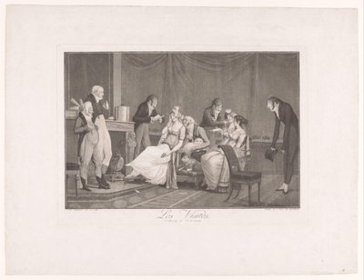 Group of Young Women and Men in an Interior (Les Visites) by Philibert Louis Debucourt