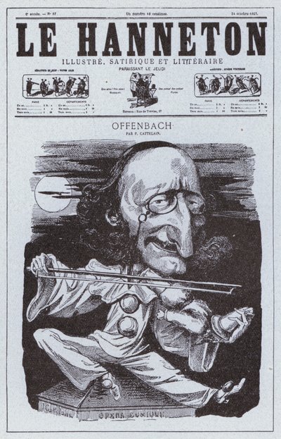 Caricature of the German-born French Composer Jacques Offenbach by Philippe Auguste Cattelain