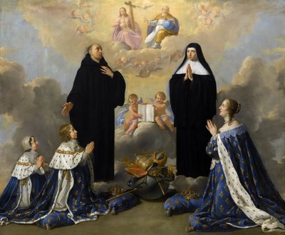 Anna of Austria with her children, praying to the Holy Trinity with Saints Benedict and Scholastica by Philippe de Champaigne