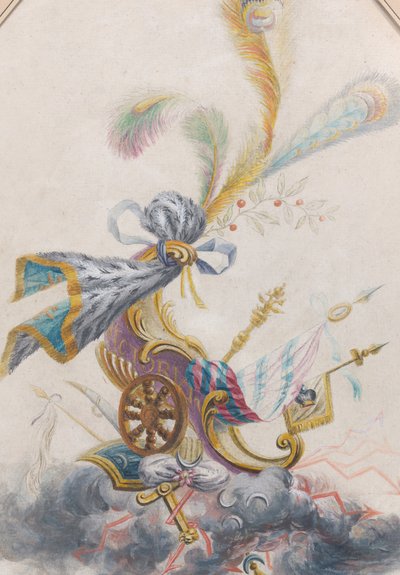 Design for a Lampas Silk with a Triumphal Chariot on a Cloud by Philippe de Lasalle