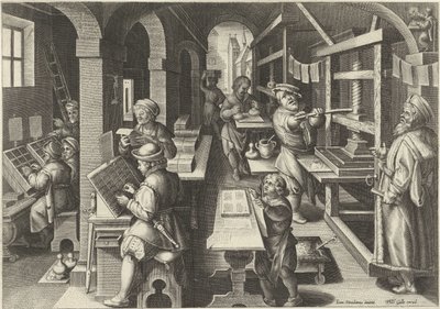 Printing Press by Philips Galle (attributed to workshop of)