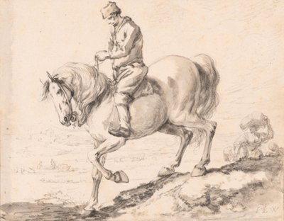 A Rider Crosses a Stream with His Horse by Philips Wouwerman