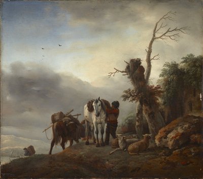 Landscape with Packhorses, by Philips Wouwerman (1619-1668) by Philips Wouwermans or Wouwerman
