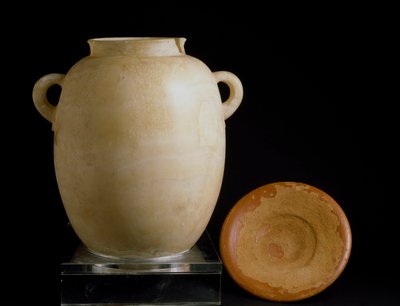 Phoenician Civilization: Alabaster Urn and Clay Plate by Phoenician