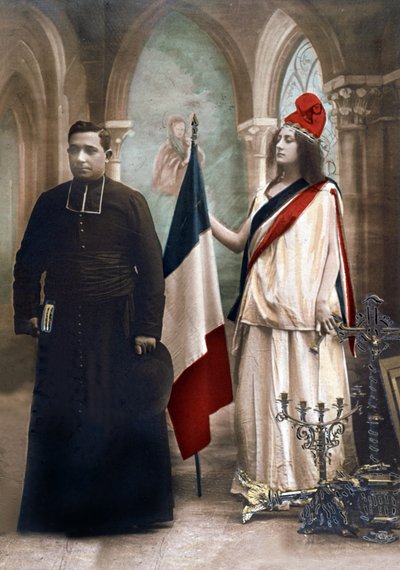 Allegory of the Separation Between Church and State in 1905, Illustration from 1907 by Photographer French
