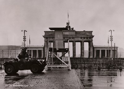 British armoured car on the border between East and West Berlin at the Brandenburg Gate by Photographer German