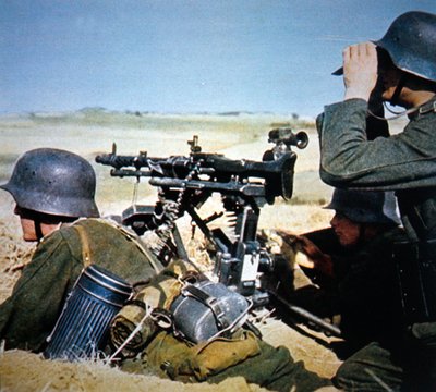German MG34 General Purpose Machine Gun Mounted on a Tripod for Sustained Fire by Photographer German
