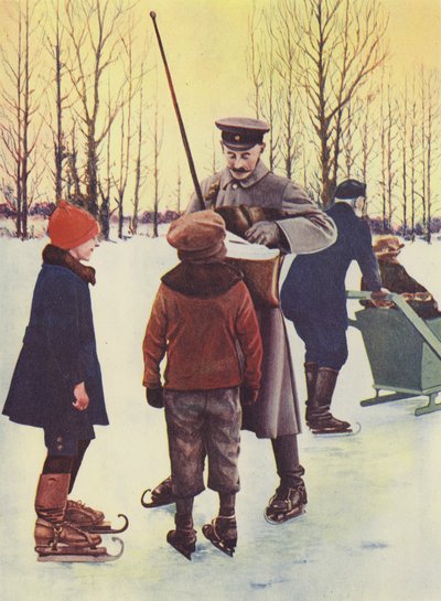 In Winter this German postman goes his round on skates by Photographer German
