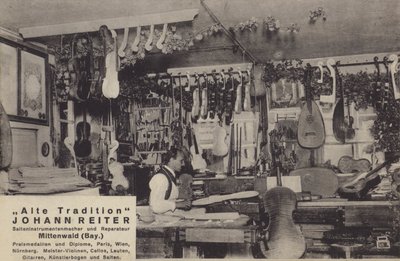 Johann Reiter, Maker and repairer of stringed instruments, Mittenwald, Bavaria by Photographer German