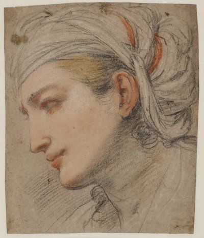 Head of a Young Woman with a Headcloth, in Profile to the Left by Pier Francesco Mola