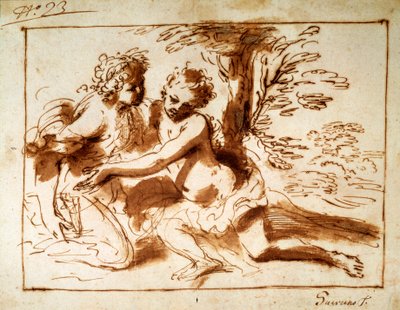 Two Figures in a Landscape, 17th century by Pier Francesco Mola