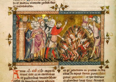 Burning of the Jews in 1349. Miniature from: Tractatus quartus by Gilles de Muisit by Pierart dou Tielt