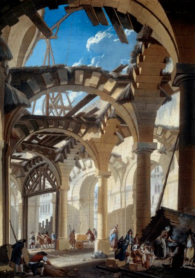 Construction of the New Hall in Paris by Pierre Antoine Demachy